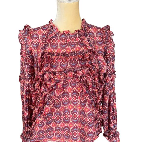 Sezane Emmy Blouse Pink Ruffle Top Size 36 US Size 4 / Small - Picture 2 of 10
